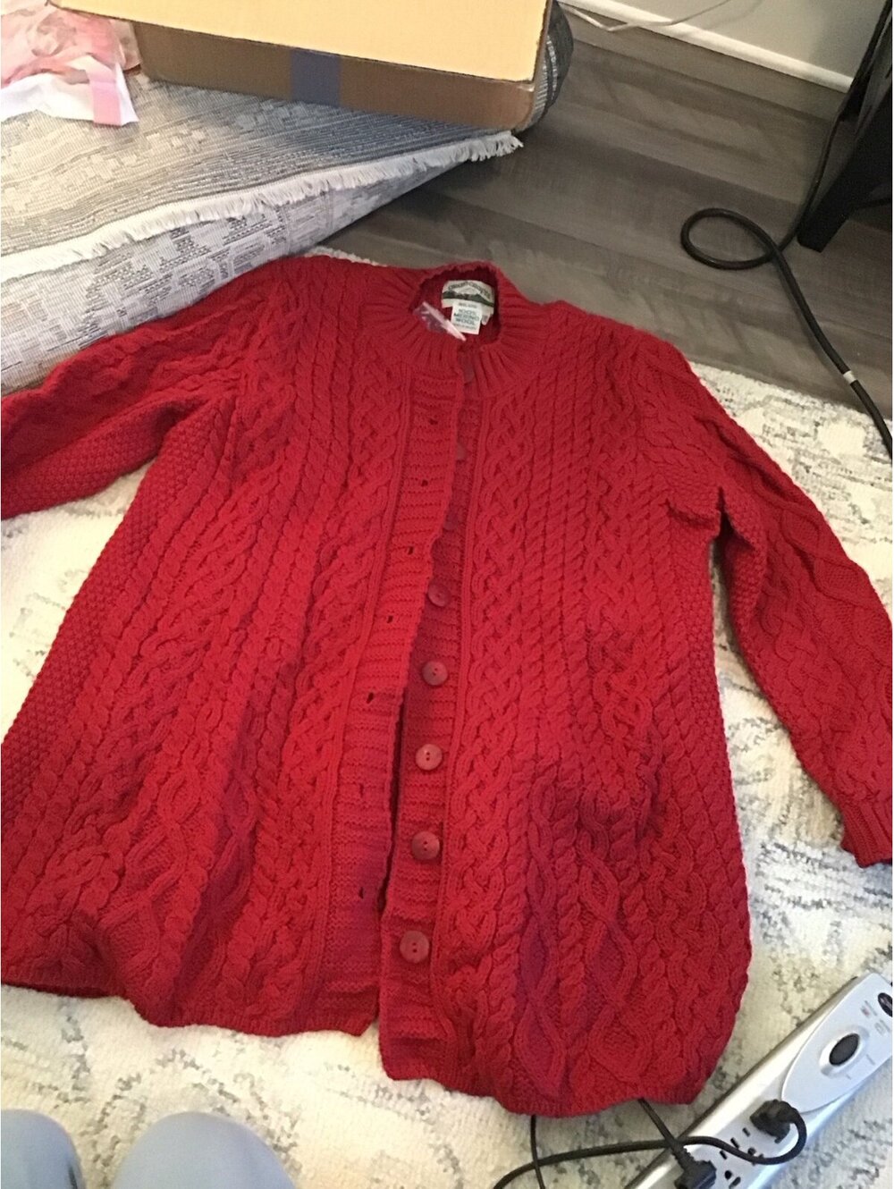 Aran crafts merino wool peplum button front cardigan ,new, xxl